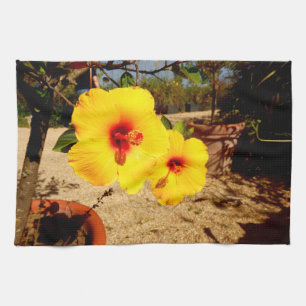 Yellow Hibiscus Tea Towel