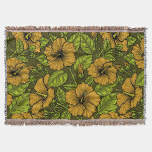 Yellow hibiscus throw blanket