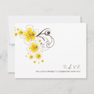 Yellow Hibiscus Tropical Beach Wedding RSVP Card