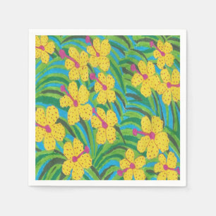 Yellow Hibiscus Tropical Print Napkin