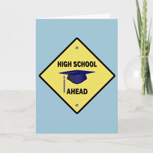 Yellow Highway Sign High School Ahead Invitation (Front)