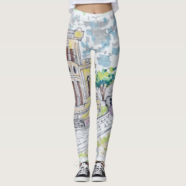 Yellow Historic Villa Leggings (Front)