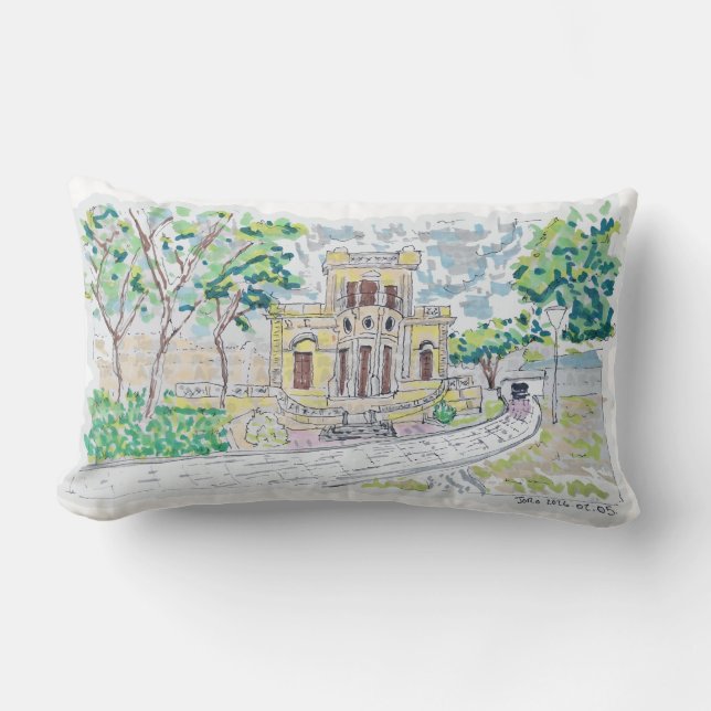 Yellow Historic Villa Lumbar Pillow (Front)