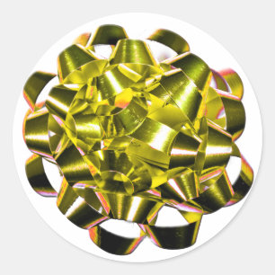 Yellow Holiday Bow Christmas Season Stickers