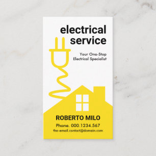Yellow Home Electric Power Extension Wiring Business Card