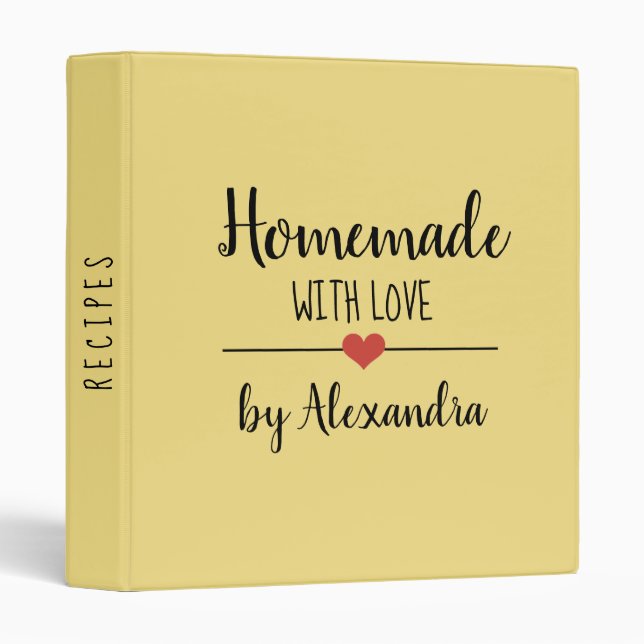 Yellow Homemade with love name recipe     Binder (Front/Spine)