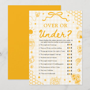 Yellow Honey Bee Bridal Shower Over or Under Game Invitation