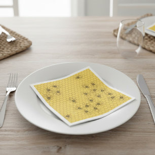 Yellow Honey Bee & Honeycomb Paper Napkin