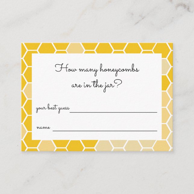 Yellow Honey Bee How Many Honeycombs Guess Enclosure Card (Front)