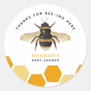 Yellow Honey Bee Theme Baby Shower Classic Round Sticker