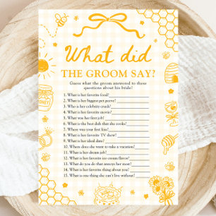 Yellow Honey Bee What Did The Groom Say Game Invitation