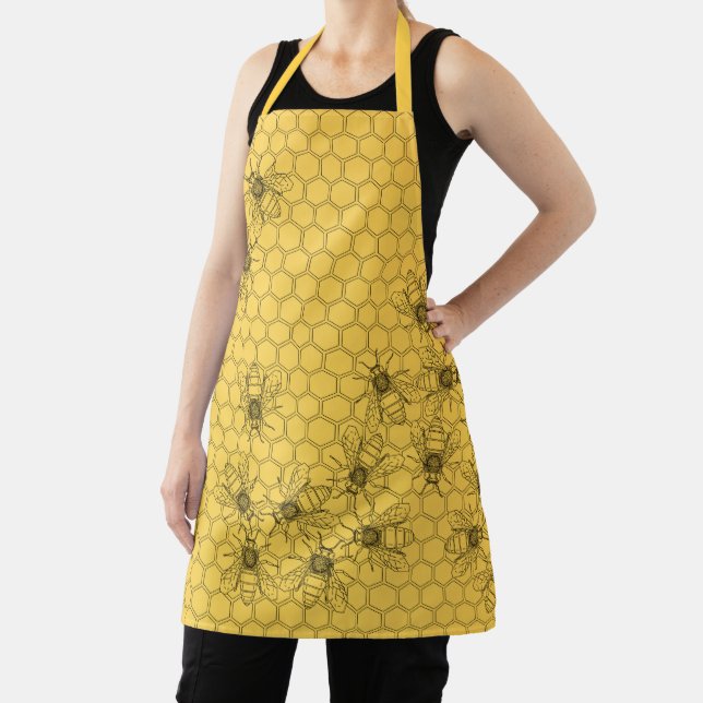 Yellow Honey Bees & Honeycombs Apron (Insitu)