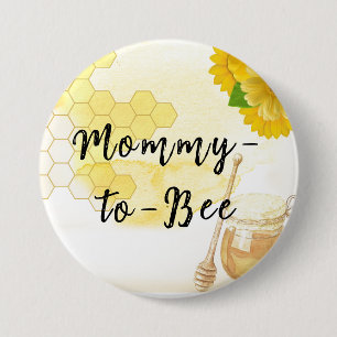 Yellow Honey Floral Mother to Bee Baby Shower 3 Inch Round Button