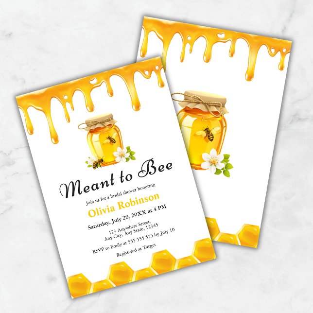 Yellow Honey Meant to Bee Bridal Shower  Invitation (Yellow Honey Meant to Bee Bridal Shower Invitation )