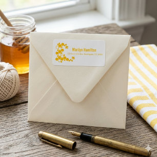 Yellow Honeybee and Honeycomb Label