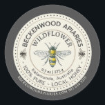 Yellow Honeybee Honey Label Beekeeper Slate Border<br><div class="desc">Label your own honey, candles, beeswax and more with this vintage black and yellow honeybee sticker with dark grey border. Personalize with your apiary business name at the top and add in your location or address below. You can edit the descriptive text to match your product or keep it general...</div>