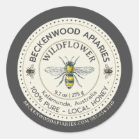 Yellow Honeybee Honey Label Beekeeper Slate Border