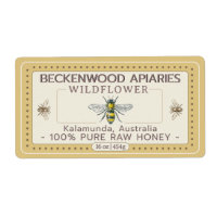 Yellow Honeybee Honey Label Goldenrod Border