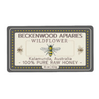 Yellow Honeybee Honey Label Grey Border