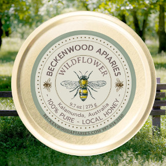 Yellow Honeybee Miel Étiquette Beekeeper Sage Fron