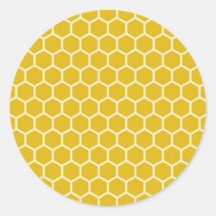 Yellow Honeycomb Bee Hive Hexagonal Pattern Classic Round Sticker