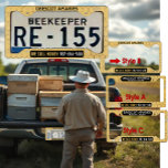 Yellow Honeycomb Beekeeper Honey Styles A&C License Plate Frame<br><div class="desc">Yellow honeycomb pattern. Great for APiARIES, HONEY FARMS, HONEY SELLERS. Makes a nice gift for a beekeeper you love. For family honey farms: Buy one for front and rear license plates and every car in the family to help promote honey sales, The following states DO NOT ALLOW the use of...</div>