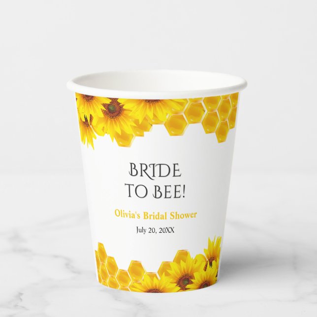 Yellow Honeycomb Bride to Bee Bridal Shower  Paper Cups (Front)