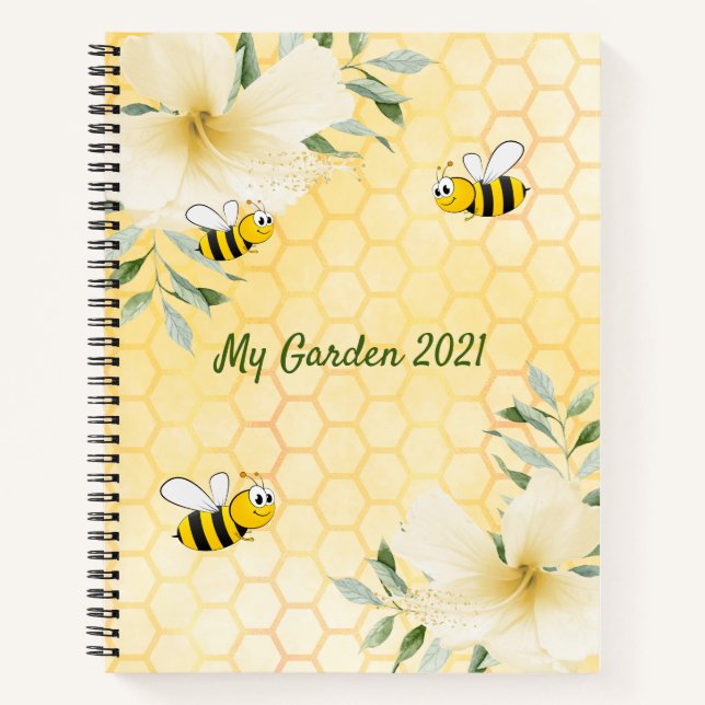 Yellow honeycomb flowers bee garden backyard notebook (Front)