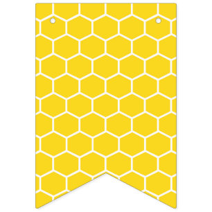 Yellow Honeycomb Geometric White Lines Bumblebee Bunting Flags