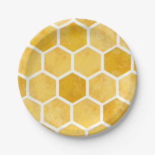 Yellow honeycomb paper plate