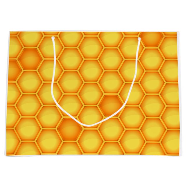 Yellow Honeycomb Pattern Large Gift Bag (Front)