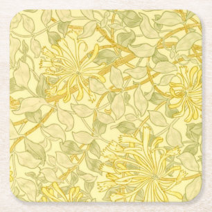 Yellow Honeysuckle Square Paper Coaster