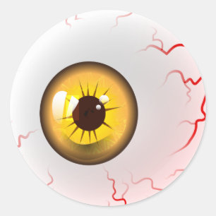 Yellow Horror Eyeball Classic Round Sticker