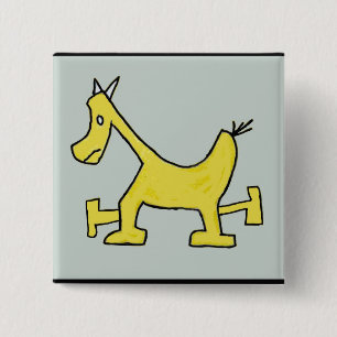 Yellow Horse 2 Inch Square Button