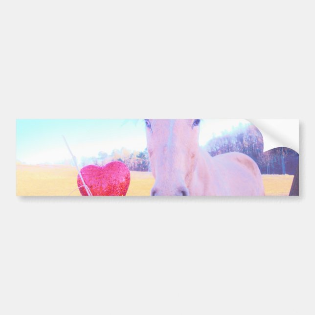 Yellow Horse and Red  Heart Bumper Sticker (Front)