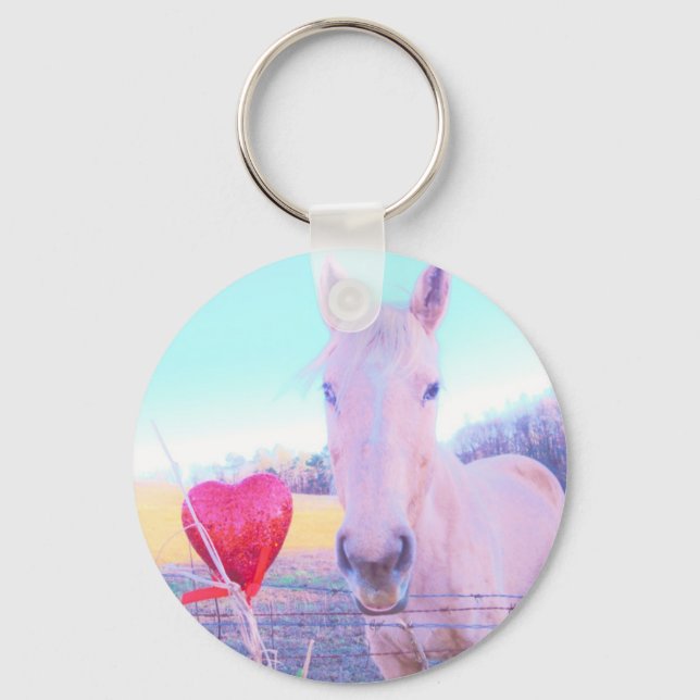 Yellow Horse and Red  Heart Keychain (Front)