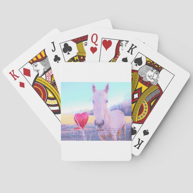 Yellow Horse and Red  Heart Playing Cards (Back)