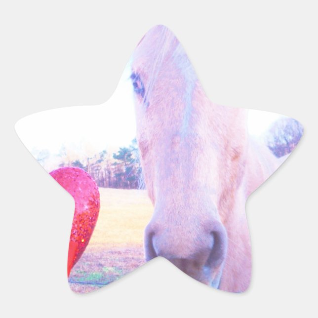 Yellow Horse and Red  Heart Star Sticker (Front)