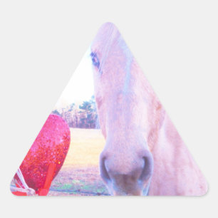 Yellow Horse and Red  Heart Triangle Sticker