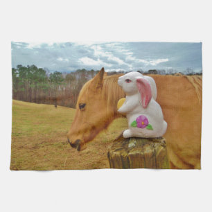 Yellow Horse, Spring Rabbit Kitchen Towel