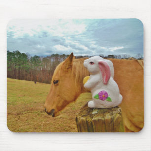 Yellow Horse, Spring Rabbit Mouse Pad
