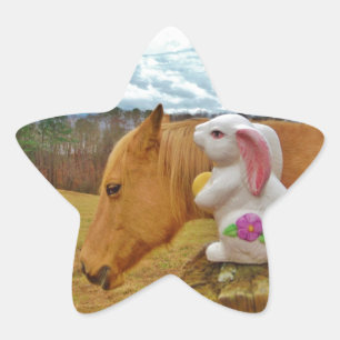 Yellow Horse, Spring Rabbit Star Sticker
