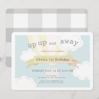 Yellow Hot Air Balloon Up Up and Away 1st Birthday