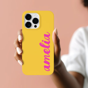 Yellow hot pink name bold script colorful Case-Mate iPhone 14 pro max case