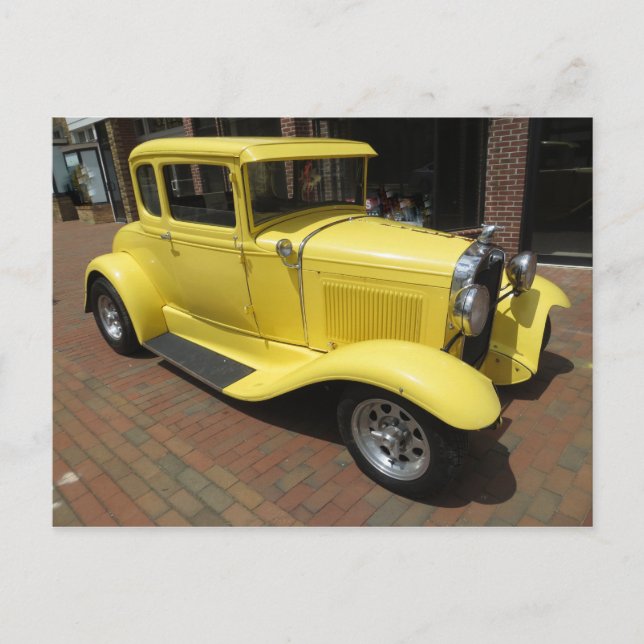 Yellow Hot Rod Postcard (Front)