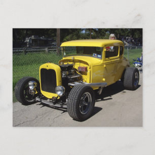 Yellow Hot Rod Postcard