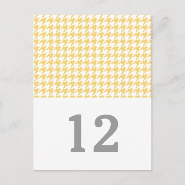 Yellow Houndstooth Table Number Postcard (Front)