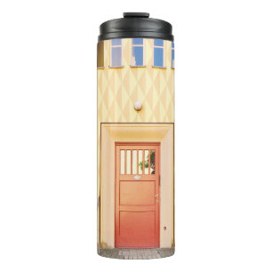 Yellow house illustration thermal tumbler