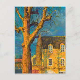Yellow House Old Tree Landscape Normandy France Postcard