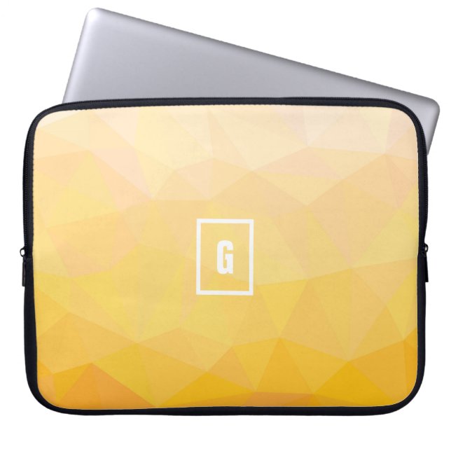 Yellow hue summer geometric initial laptop sleeve (Front)